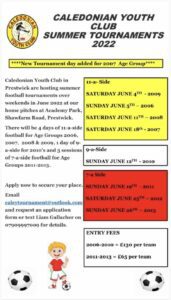 Caledonian Youth Club Summer Football Tournaments