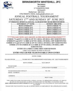 Brinsworth Whitehill JFC Annual Football Tournament 2023 2