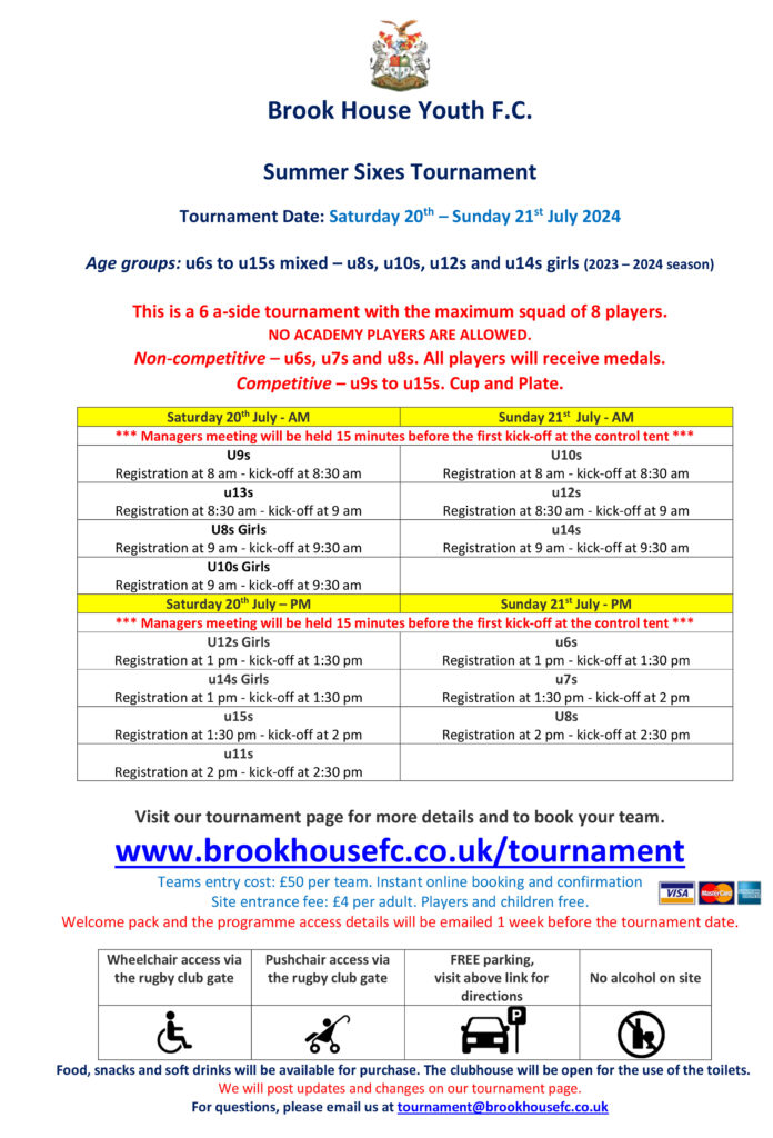 Brook House Youth FC Summer Sixes Football Tournament
